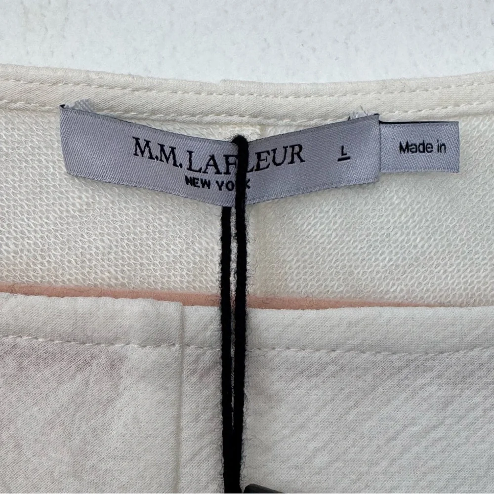 NWT M.M Lafleur Italian Linen Womens Blouse The Wren Top Double-Faced Ivory Sz L - Picture 11 of 15